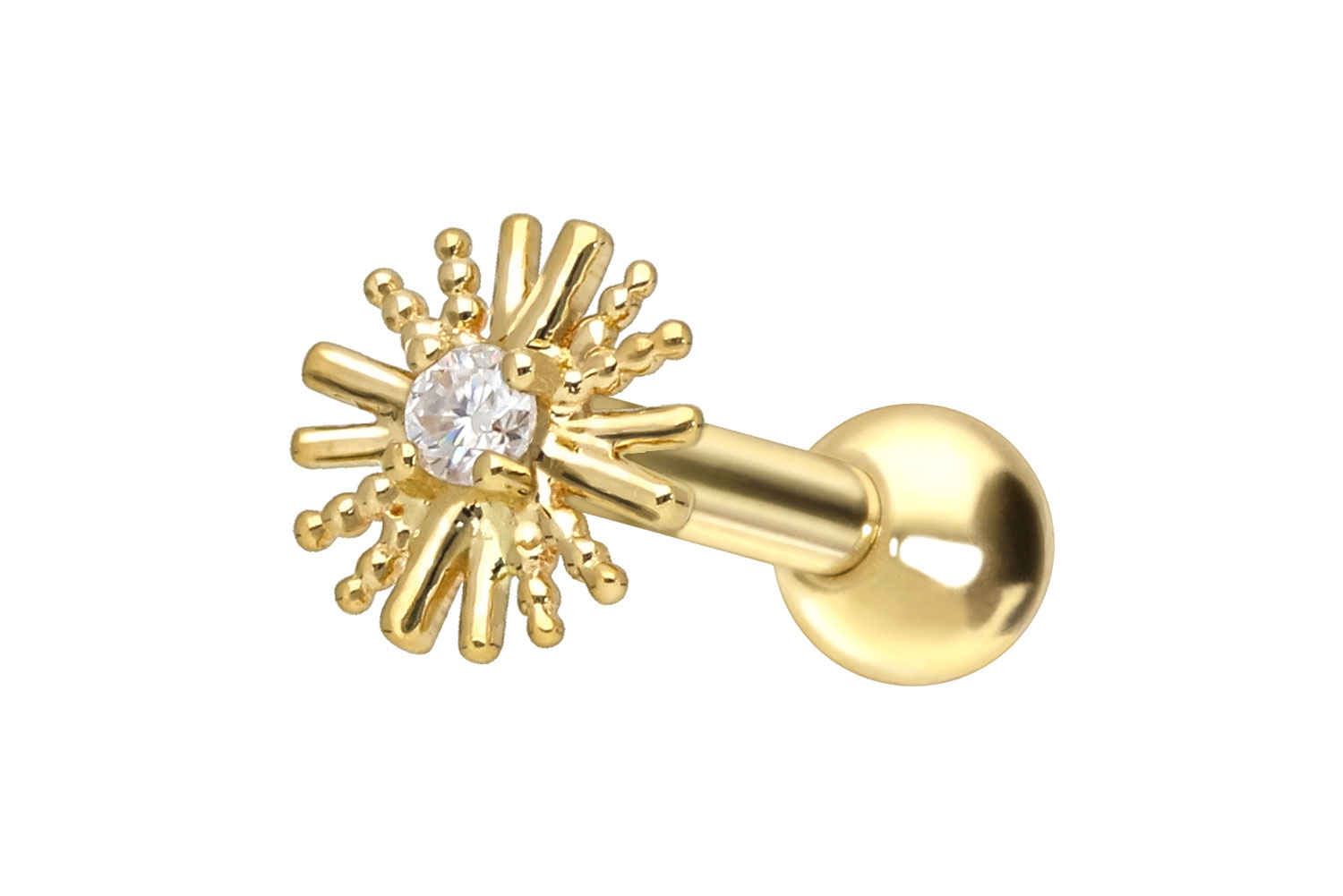 14/18 Karat Gold Ohrpiercing MOISSANIT + BLUME